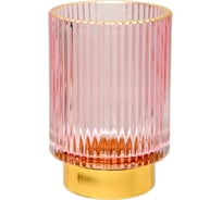 Декоративный подсвечник из цветного рельефного стекла Вещицы 85х85х130 мм, розовый Star-15