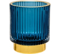 Декоративный подсвечник из цветного рельефного стекла Вещицы 70х70х80 мм, синий Star-10