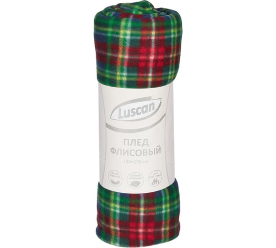 Плед Luscan флис, 130x170 см, 160 г/м2, клетка, зеленый 1775896 1