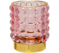 Декоративный подсвечник из цветного стекла Вещицы 70х70х80 мм, розовый Star-5