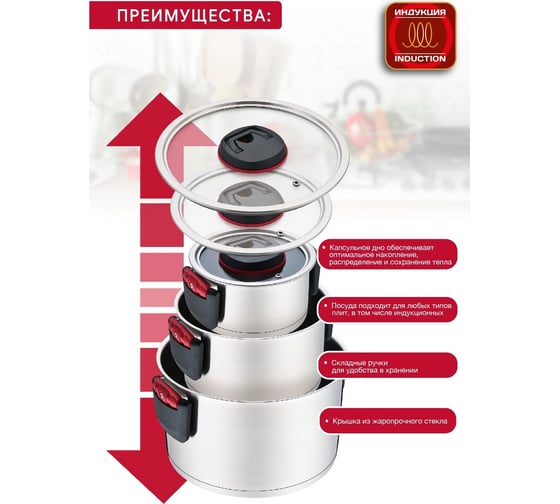 Набор кухонной посуды Attribute royal, 6 предметов ASR006