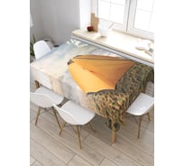 Прямоугольная скатерть из сатена JoyArty Счастливый турист tc_7651_120x145