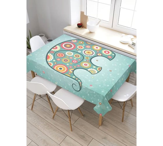 Скатерть JoyArty Цветочный слоник, прямоугольная, из сатена tc_27641_120x145 1