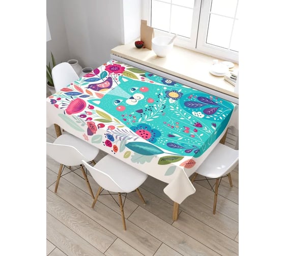 Прямоугольная скатерть из сатена JoyArty Счастливый котик tc_26252_120x145 1