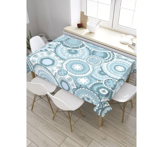 Скатерть прямоугольная из сатена JOYARTY Цветочные диски tc_33754_120x145 1