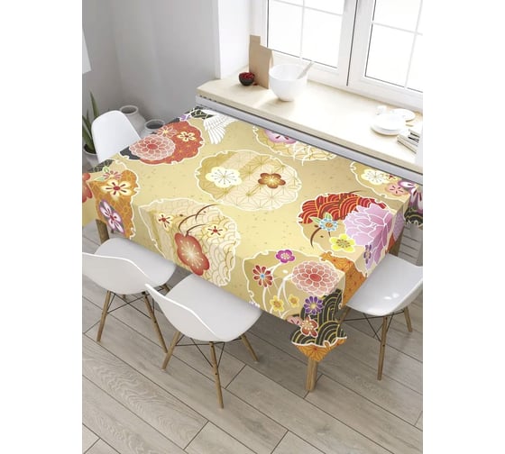 Скатерть прямоугольная из сатена JOYARTY Цветочные круги tc_32127_120x145 1