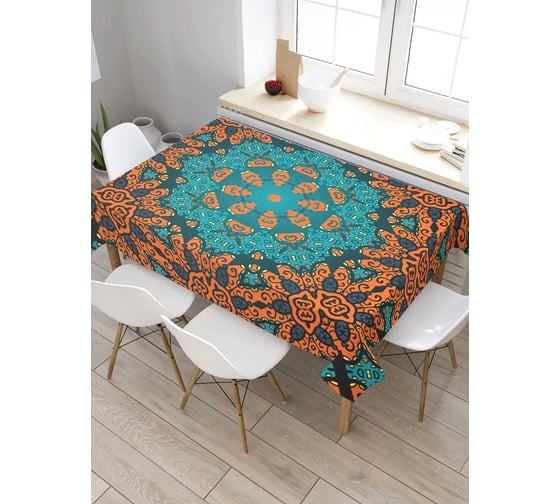 Скатерть прямоугольная из сатена JOYARTY Цветочный калейдоскоп tc_18637_120x145 1