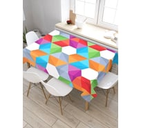 Скатерть прямоугольная из сатена JOYARTY Цветные пятиугольники tc_14480_120x145