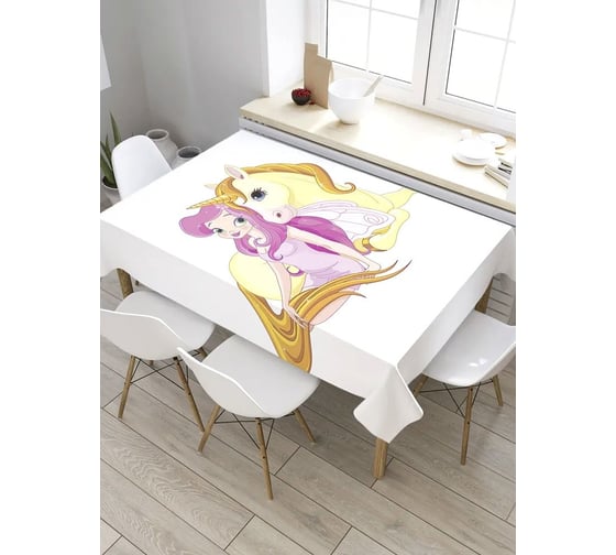 Скатерть прямоугольная из сатена JOYARTY Фея с единорогом tc_11968_120x145 1