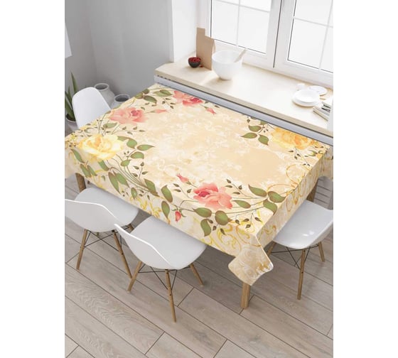 Скатерть прямоугольная из сатена JOYARTY Цветочные узоры tc_13631_120x145 1