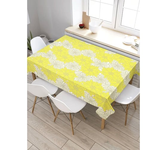 Скатерть прямоугольная из сатена JOYARTY Цветочные зигзаги tc_13416_120x145 1