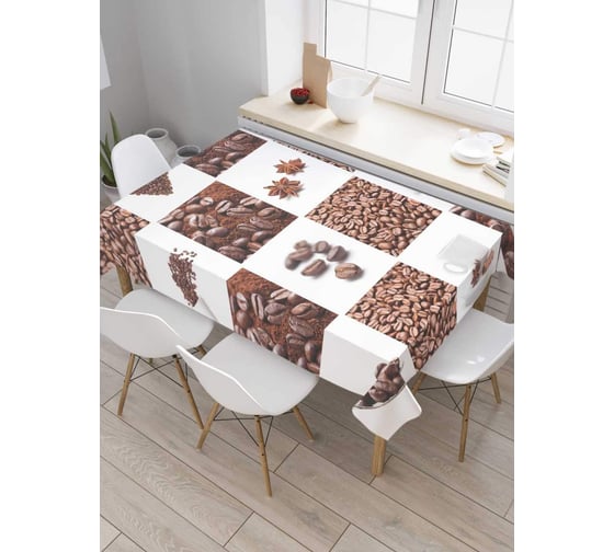 Скатерть прямоугольная из сатена JOYARTY Цветочные квадраты tc_15416_120x145 1