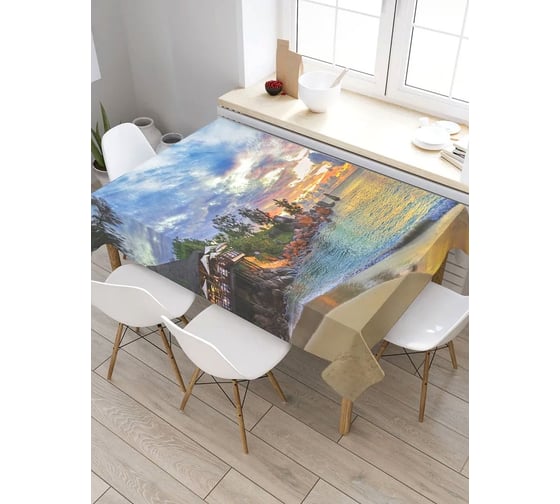 Скатерть прямоугольная из сатена JOYARTY Уют на берегу tc_12485_120x145 1