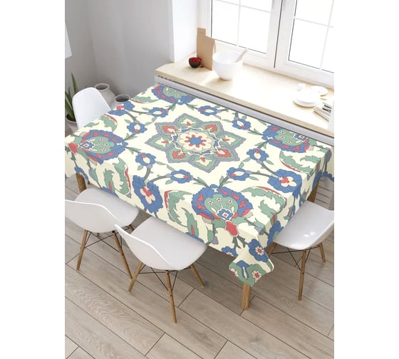 Скатерть прямоугольная из сатена JOYARTY Цветочный лабиринт tc_9496_120x145 1