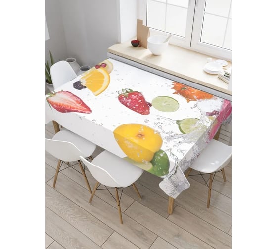 Скатерть прямоугольная из сатена JOYARTY Фруктовое купание tc_378805_120x145 1
