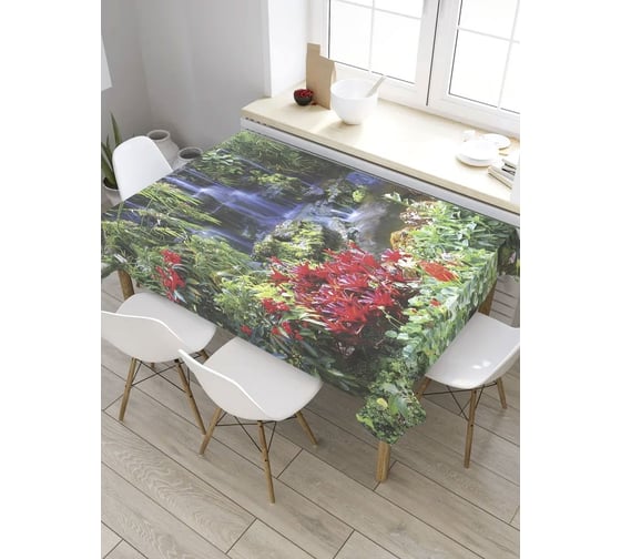 Скатерть прямоугольная из сатена JOYARTY Фонтан весны tc_8874_120x145 1