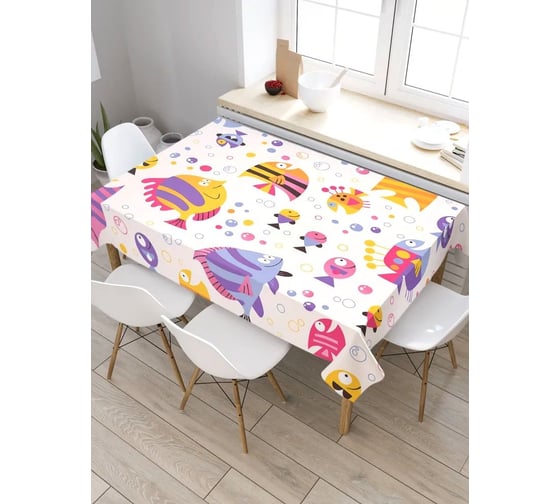 Прямоугольная скатерть из сатена JoyArty Счастливые рыбы tc_2831_120x145 1
