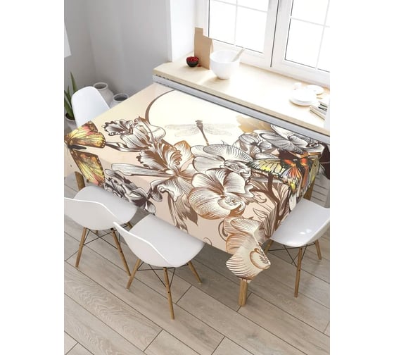 Скатерть прямоугольная из сатена JOYARTY Цветочное развлечение tc_2867_120x145 1