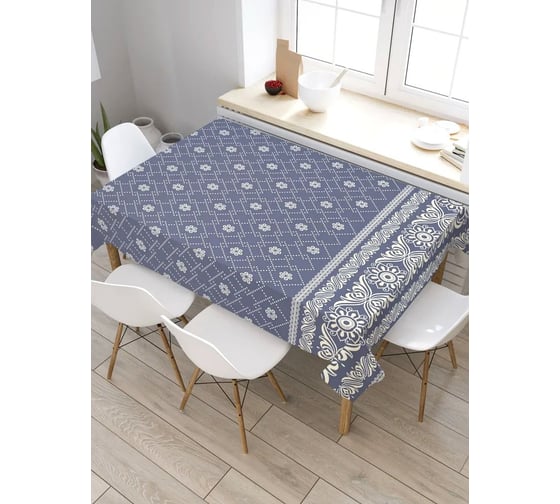 Скатерть прямоугольная из сатена JOYARTY Цветочные клетки tc_28018_120x145 1