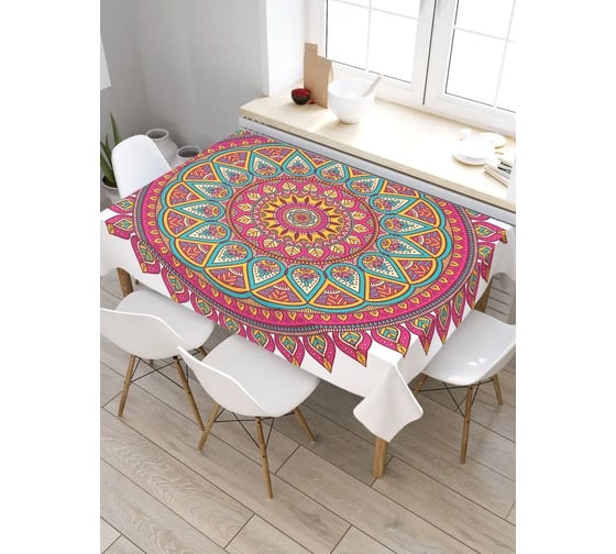 Скатерть прямоугольная из сатена JOYARTY Цветочная вышивка tc_18976_120x145 1