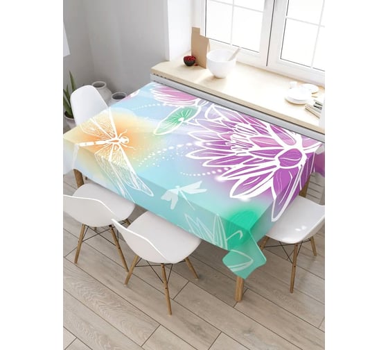 Скатерть прямоугольная из сатена JOYARTY Цветочный гипноз tc_18351_120x145 1