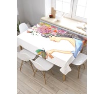 Скатерть прямоугольная из сатена JOYARTY Цветочная дева tc_30399_120x145
