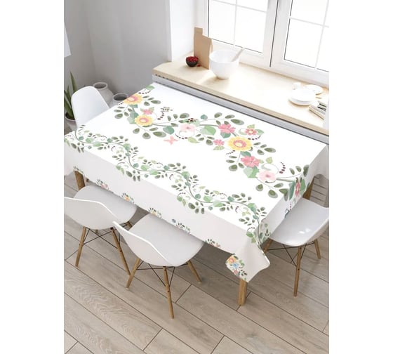 Скатерть прямоугольная из сатена JOYARTY Цветочные волны tc_26315_120x145 1