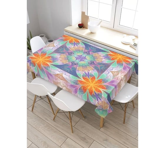 Скатерть прямоугольная из сатена JOYARTY Цветочное комбинирование tc_21583_120x145 1