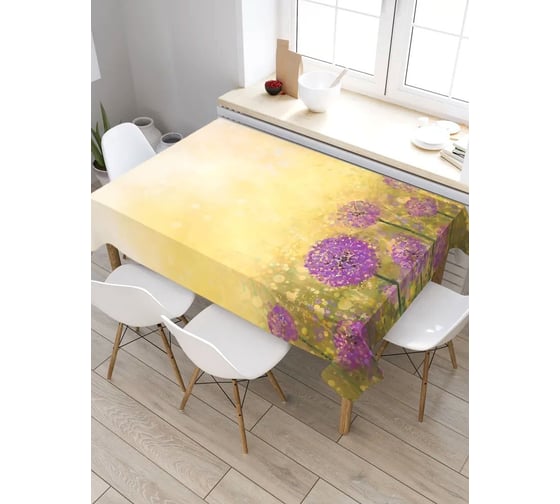 Скатерть прямоугольная из сатена JOYARTY Цветные одуванчики tc_21116_120x145 1