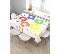 Скатерть прямоугольная из сатена JOYARTY Цветные ладони tc_29144_120x145