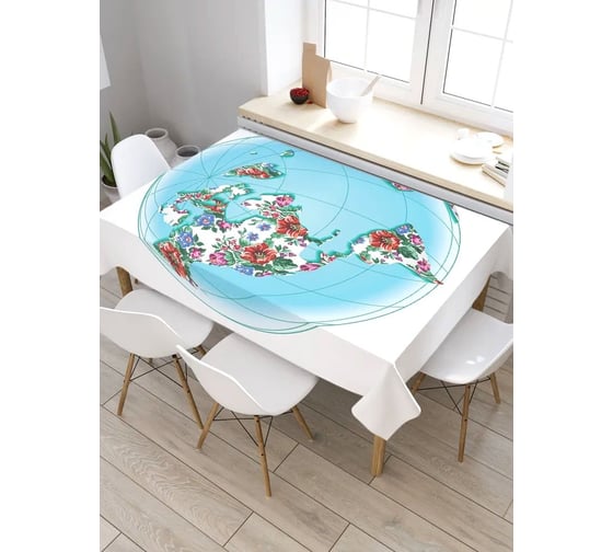 Скатерть прямоугольная из сатена JOYARTY Цветочный глобус tc_28815_120x145 1