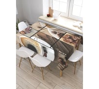 Скатерть прямоугольная из сатена JOYARTY Фото кофе tc_29937_120x145