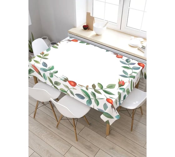 Скатерть прямоугольная из сатена JOYARTY Цветочный круг tc_30311_120x145 1