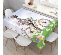 Скатерть прямоугольная из сатена JOYARTY Цветочная поездка на велосипеде tc_30307_120x145