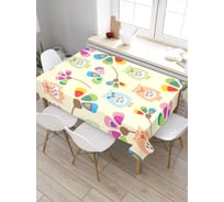 Скатерть прямоугольная из сатена JOYARTY Цветные совы и цветы tc_30031_120x145