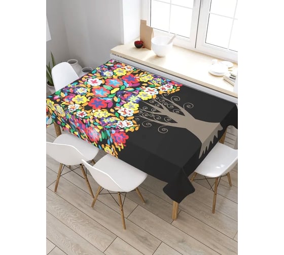 Скатерть прямоугольная из сатена JOYARTY Цветочное дерево tc_29658_120x145 1