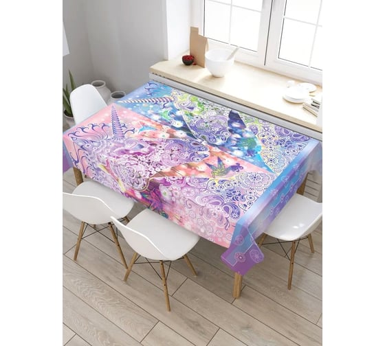 Скатерть прямоугольная из сатена JOYARTY Цветочные ландыши tc_29868_120x145 1