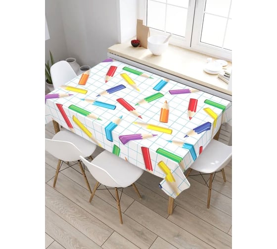 Скатерть прямоугольная из сатена JOYARTY Цветные карандаши tc_29116_120x145 1