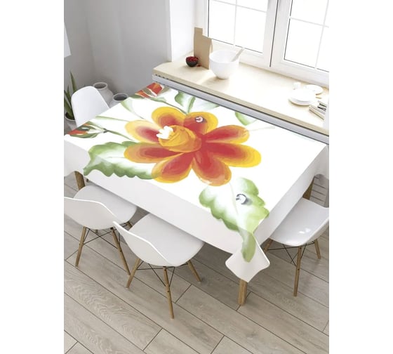 Скатерть прямоугольная из сатена JOYARTY Цветок акварелью tc_32539_120x145 1