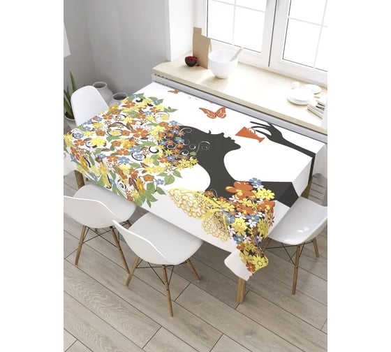 Скатерть прямоугольная из сатена JOYARTY Цветочная афро tc_32728_120x145 1