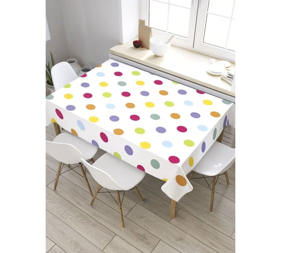 Скатерть прямоугольная из сатена JOYARTY Цветной горошек tc_31251_120x145 1