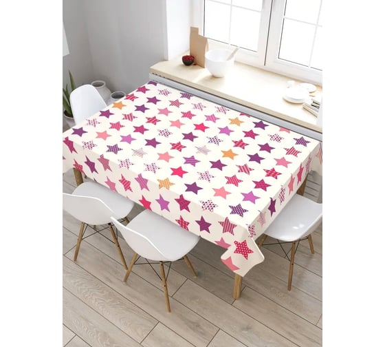 Скатерть прямоугольная из сатена JOYARTY Цветные звезды tc_30968_120x145 1