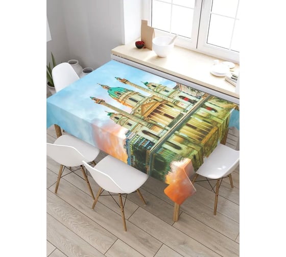 Скатерть прямоугольная из сатена JOYARTY Храм на реке tc_30916_120x145 1