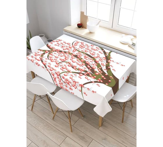 Скатерть прямоугольная из сатена JOYARTY Цветочные гирлянды на дереве tc_32307_120x145 1