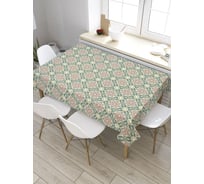 Скатерть прямоугольная из сатена JOYARTY Цветочки в ромбах tc_31891_120x145