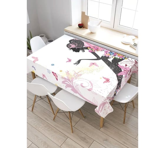 Скатерть прямоугольная из сатена JOYARTY Фея в цветочном платье tc_3166_120x145 1