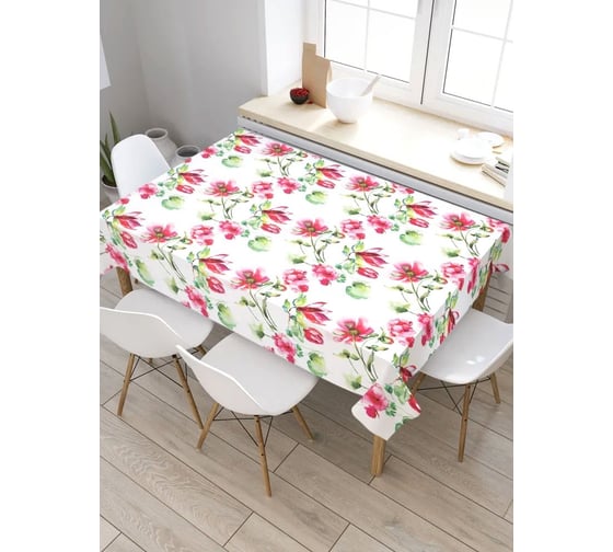 Скатерть прямоугольная из сатена JOYARTY Цветочная находка tc_26498_120x145 1