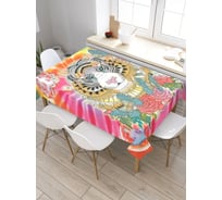 Прямоугольная скатерть из сатена JoyArty Тай-дай и тигр tc_29873_120x145