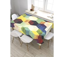 Скатерть прямоугольная из сатена JOYARTY Цветные пятиугольники tc_31433_120x145