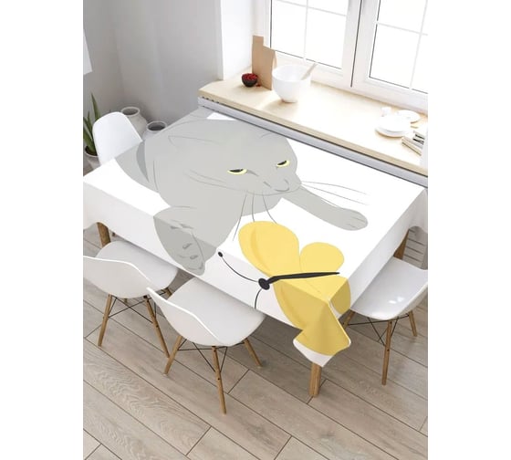 Скатерть прямоугольная из сатена JOYARTY Хвостатый ловец бабочек tc_34717_120x145 1